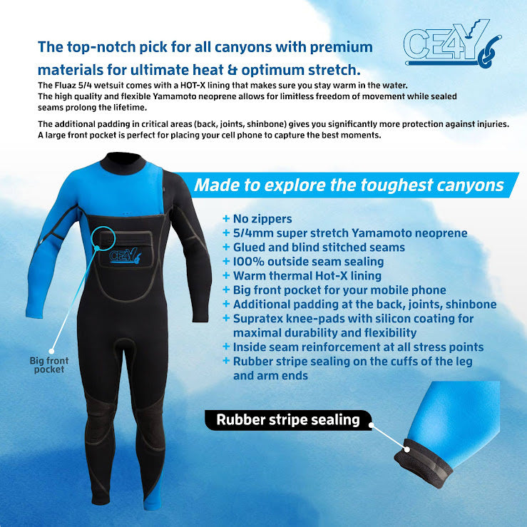 CE4Y FLUAZ Canyoning-Neoprenanzug Herren 5/4mm