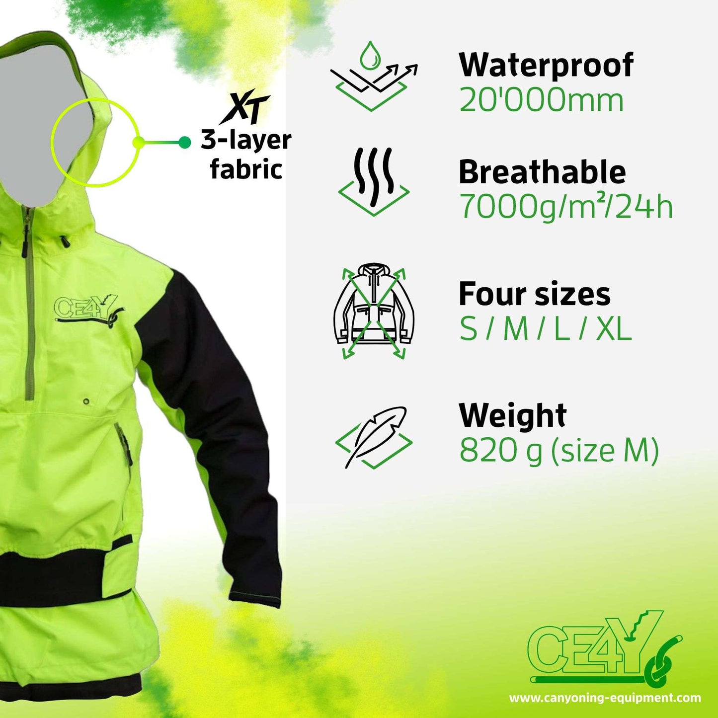 CE4Y Shield Jacket - Canyoning-Schutzjacke | 3-Lagen XT-Gewebe | 20.000mm
