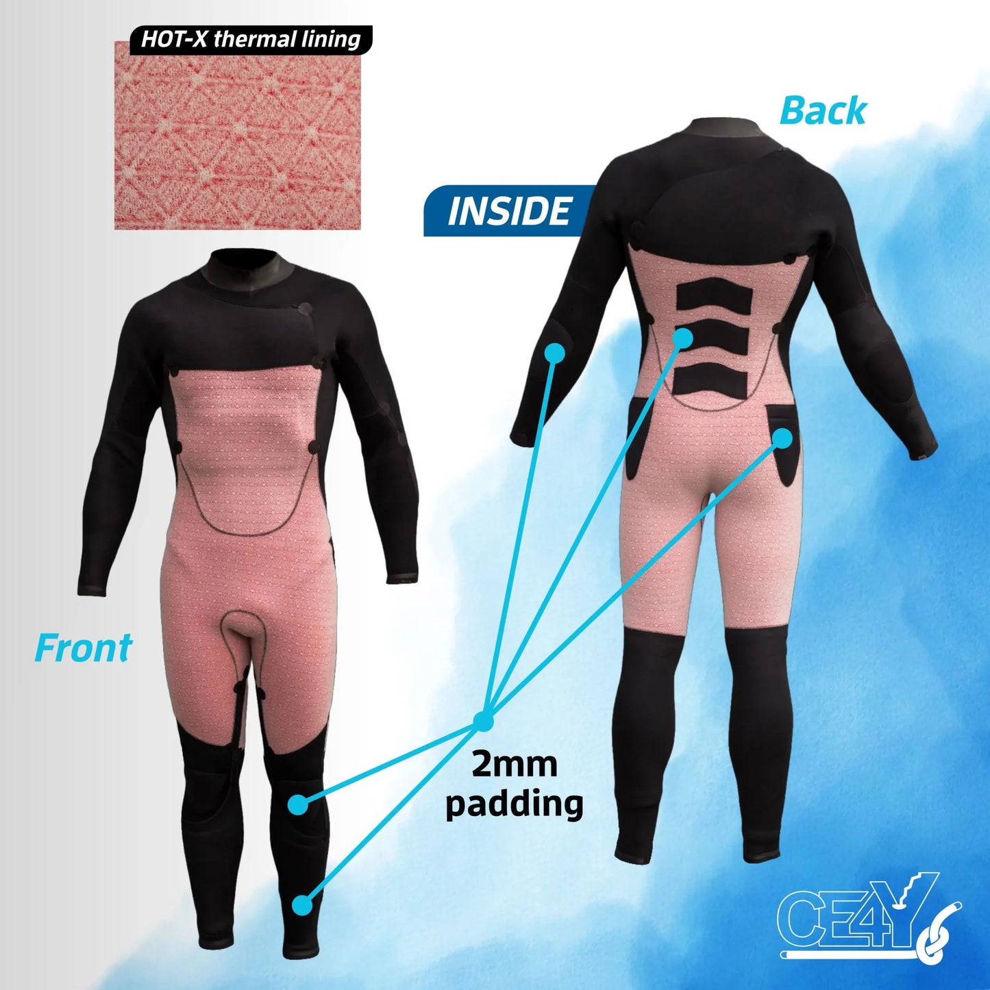 CE4Y FLUAZ Canyoning-Neoprenanzug - Damen 5/4mm