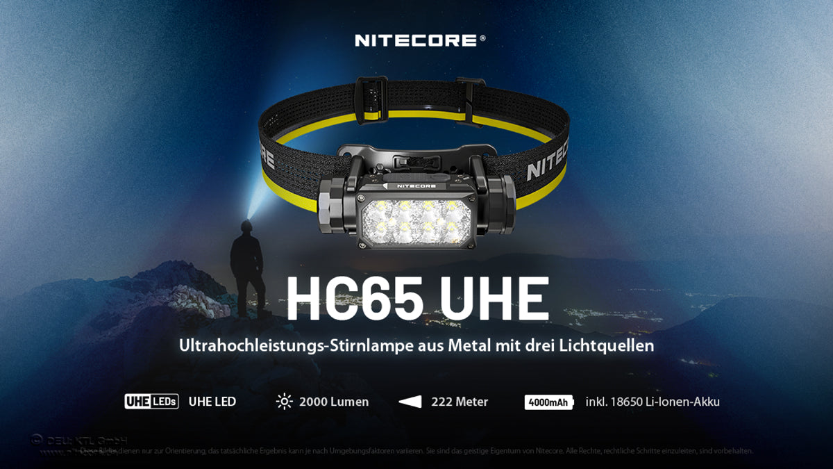 Nitecore HC65 UHE - Stirnlampe 2000 Lumen | 3 Lichtquellen | USB-C