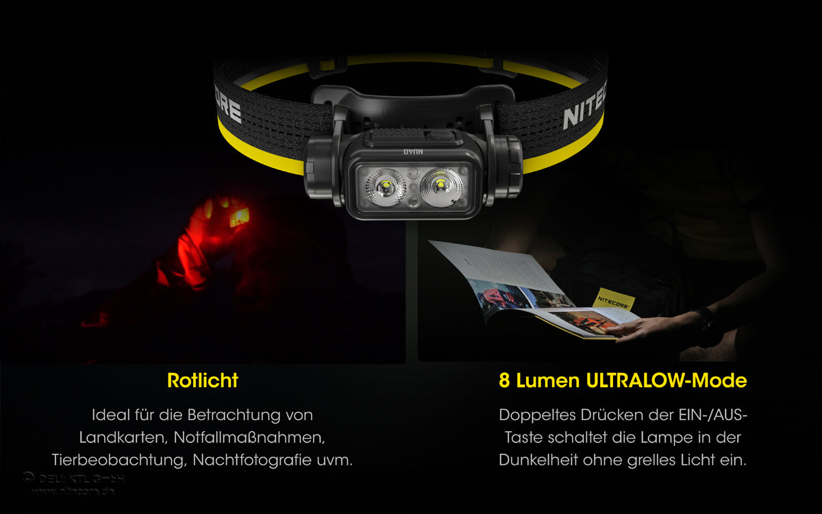 Nitecore NU40 - Stirnlampe 1000 Lumen | USB-C | Akku 2600mAh